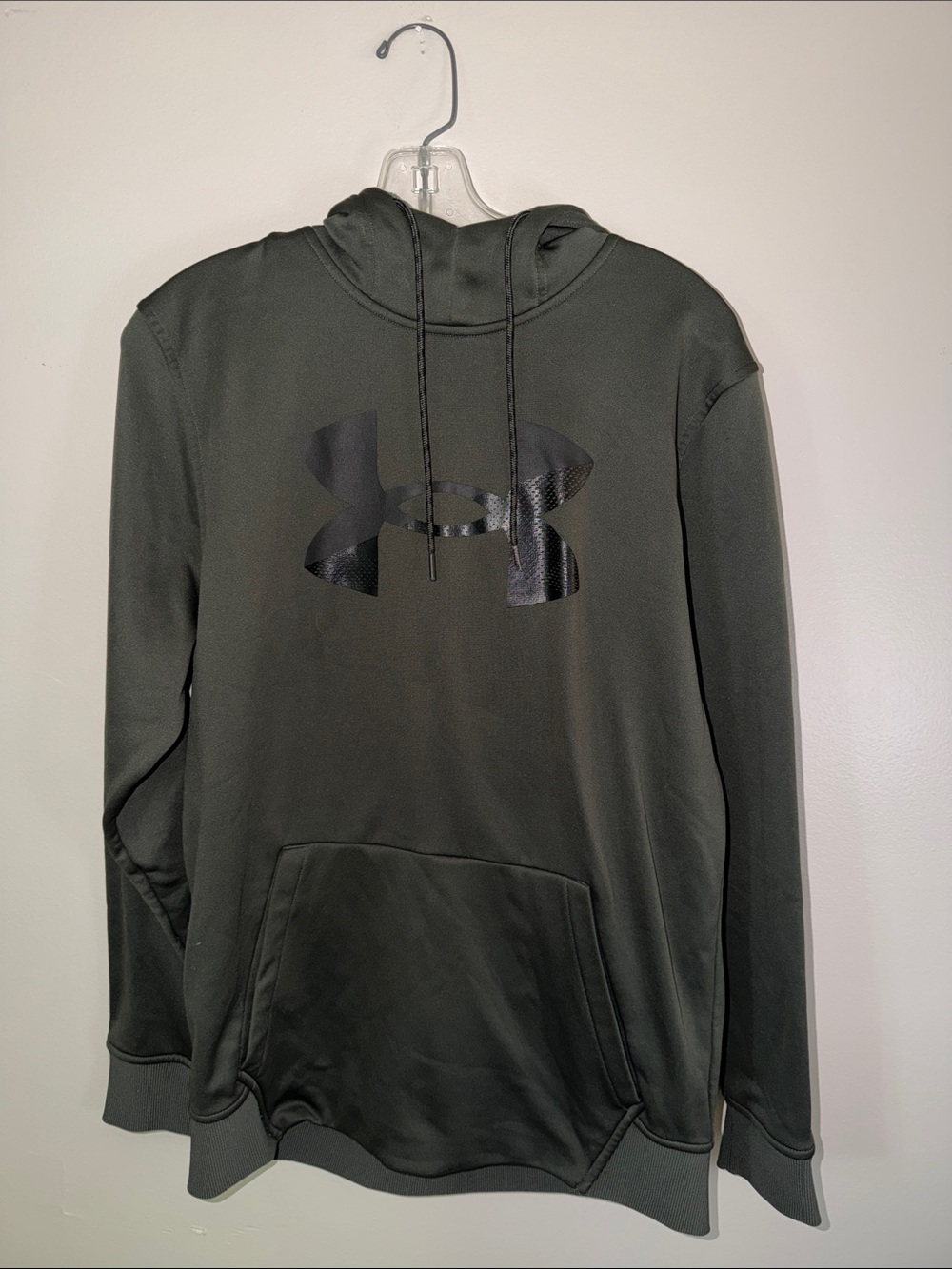 Under Armour Men's Olive Green Hoodie with Black Logo